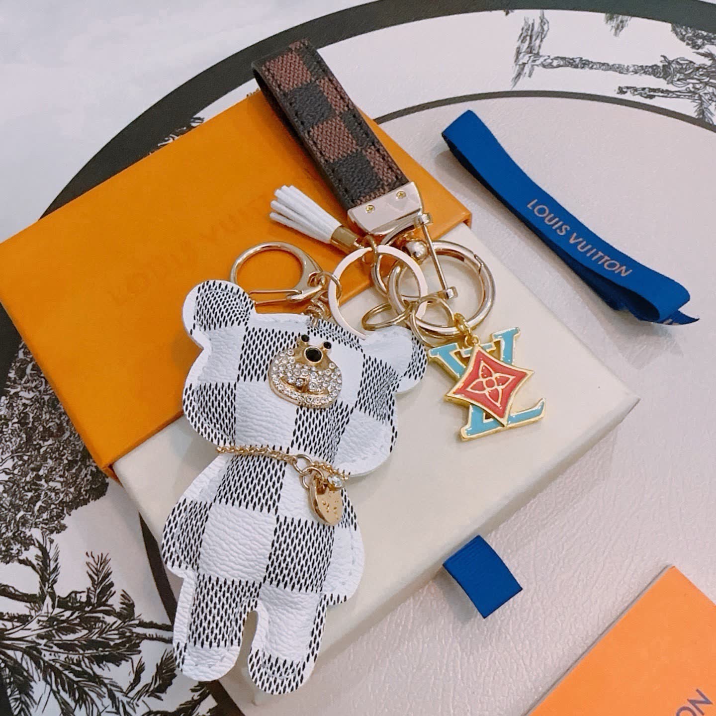 Louis Vuitton Keychain with Bear Charm